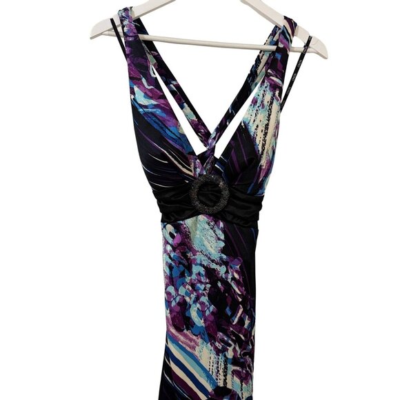 XOXO Womens Multicolor Maxi Dress Formal Gown Purple Black Medium - Picture 10 of 16